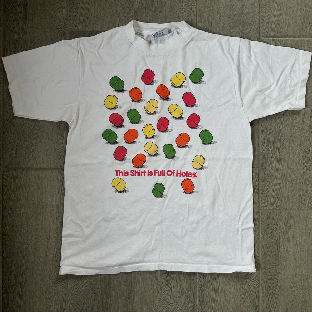 VINTAGE 1991 Lifesavers Candy Holes Promo Graphic T-shirt Mens Single Stitch